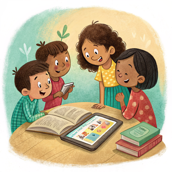 Niños leyendo la Biblia juntos